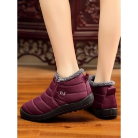 Unisex Waterproof Fur Lined Flat Heel Snow Boots