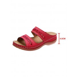 Retro Style Hollow Out Circular Embroidery Foot Casual Slippers