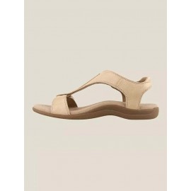 Retro Solid Color Casual Velcro Portable Sandals