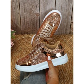 Street Plain Non-Slip Lace-Up Flat Heel Skate Shoes Split Joint