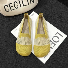 Casual Color Block Slip On Flat Heel Shallow Shoes
